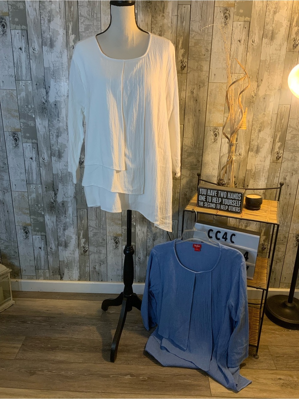 Layered Scoop-Neck Tunic Top - White
